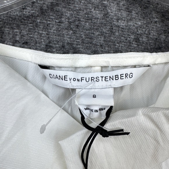 Diane von Furstenberg Amami White Wrap Dress Size 8 NWT Sleeveless Knee Length - Picture 8 of 11